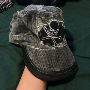 Gray Skull Embroidered Cap